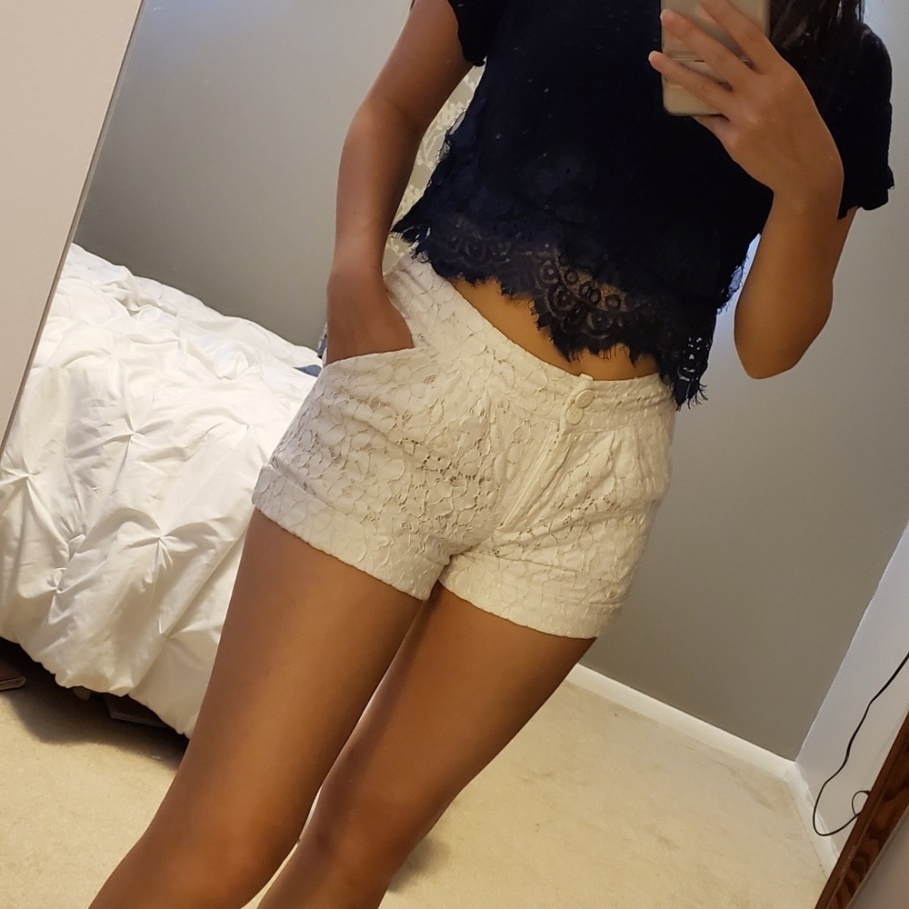 White Lace Shorts